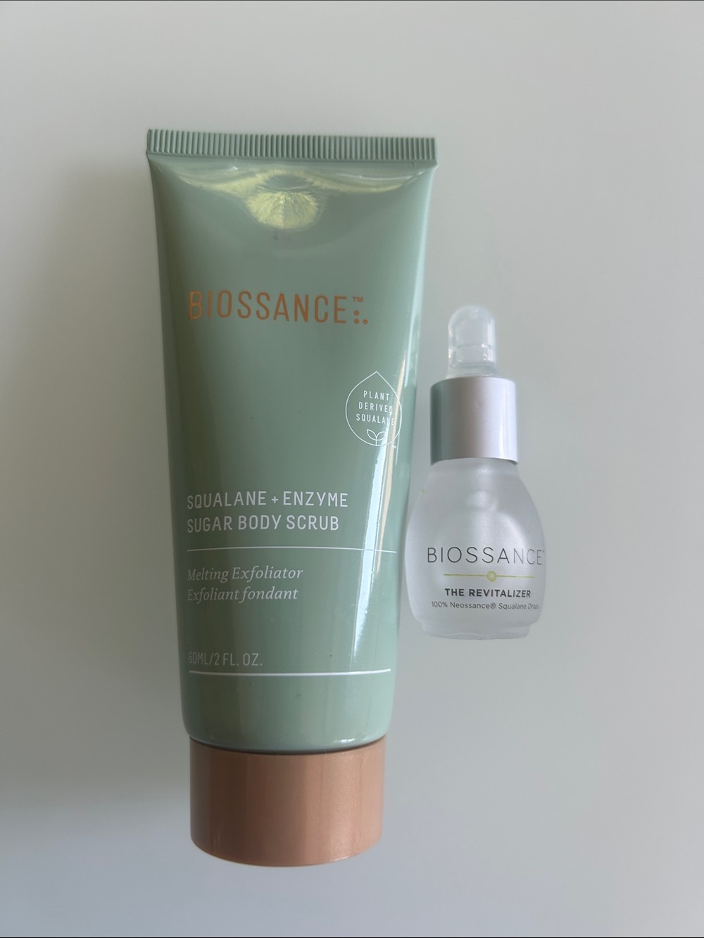 Biossance Mint Green Squalane + Enzyme Sugar Body Scrub & Mini Revitalizer